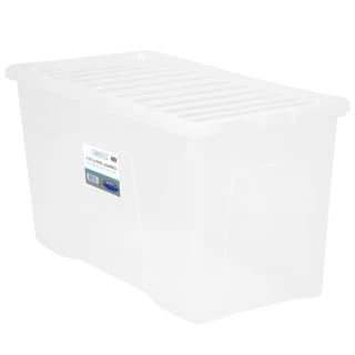 B&M Large Storage Box With Lid 110L - Clear 1 B&M Large Storage Box With Lid 110L - Clear