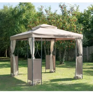 B&M Luxury Steel Framed Gazebo 2.5m - Taupe 1 B&M Luxury Steel Framed Gazebo 2.5m - Taupe