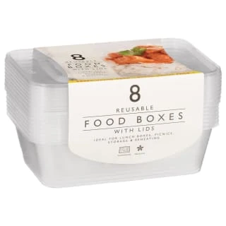 B&M Reusable Food Boxes With Lids 8pk 1 B&M Reusable Food Boxes With Lids 8pk