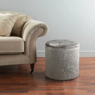 B&M Round Velvet Storage Ottoman 1 B&M Round Velvet Storage Ottoman