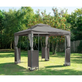 B&M Luxury Steel Framed Gazebo 2.5m - Grey 1 B&M Luxury Steel Framed Gazebo 2.5m - Grey