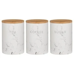 B&M Marble Effect Kitchen Canisters 3pc 8 B&M Marble Effect Kitchen Canisters 3pc -Home Furnishings Store 356820 storage canisters marble effect tea coffee sugar