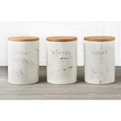 Home Furnishings Store 22 B&M Marble Effect Kitchen Canisters 3pc