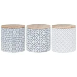 B&M Embossed Geometric Storage Canisters 3pc 8 B&M Embossed Geometric Storage Canisters 3pc -Home Furnishings Store 356821 storage canisters geo grey 3