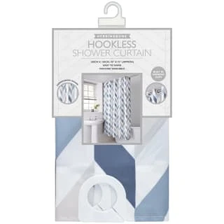 B&M Hookless Print Shower Curtain - Blue 2 B&M Hookless Print Shower Curtain - Blue - Image 2
