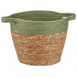 B&M Two Tone Wicker Basket - Green
