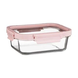 B&M Pink Glass Food Container - Medium 1 B&M Pink Glass Food Container - Medium