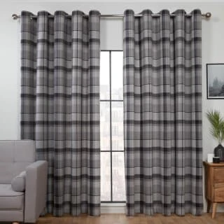B&M Oakland Traditional Woven Grey Check Curtains 66 X 90" 1 B&M Oakland Traditional Woven Grey Check Curtains 66 X 90"