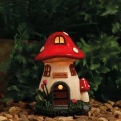 B&M Assorted Mushroom House Ornament With Glowing Solar Light 13 B&M Assorted Mushroom House Ornament With Glowing Solar Light -Home Furnishings Store 393429 mushroom house ornament with glowing solar light 6